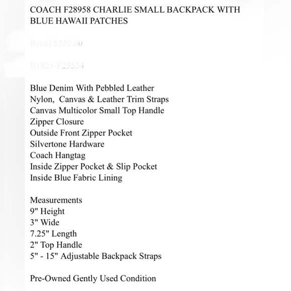 Coach Charlie Mini Denim backpack W/Blue Hawaii PATCHES Limited Edition EUC - Picture 14 of 14
